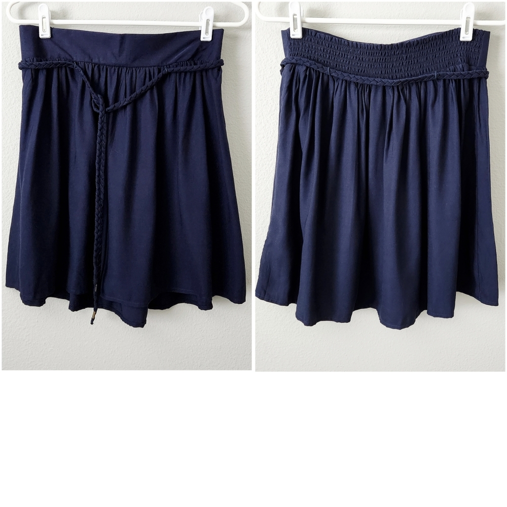 Tommy Hilfiger Navy Blue Pull-On Skirt With Braided Tie Belt, Size Small - Picture 15 of 16